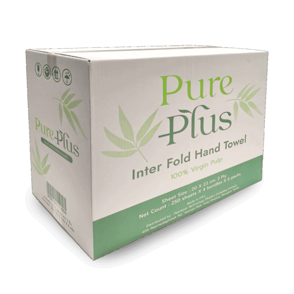 [ยกลัง 24 ห่อ] INTER FOLD HAND TOWEL / กระดาษเช็ดมือแบบแผ่น PUREPLUS หนา 2 ชั้น - Image 3